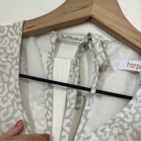 Harper Wren Animal Print White and Gray Patterned Dress - Picture 2 of 7